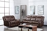 Furnishings For Less UK 2 Piece Leather Aire Reclining Sofa Suite Tan Recliner Hampshire 3 Seater and 2 Seater (3 + 2 Sofa Suite, Tan)