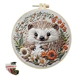 artcici Embroidery Kits Interesting Animals Patterns for Intermediate Adults, Full Range Next-Level Cross Stitch Needlework Supplies (Hedgehog)