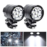 Biqing 2PCS Universal Motorcycle Spotlights LED Fog Lights,6 LEDs Motorbike Driving Fog Lights Auxiliary Lamp Daytime Running Lights 12V 24V Fit for Trikes/Quads/Bike/Cars/Trucks/Boat