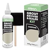 GLEAN Grout Reviver & Sealer | LIMESTONE | 340g | Restore, Repair, Renew Tile Grout | Includes Foam Brush | Stain Resistant, Breathable Grout Cleaner | Bathroom, Shower & Kitchen Tile Grout