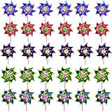 30 Pcs Colorful Rainbow Pinwheel,Pinwheel, Pinwheels for Yard and Garden, Fun Carnival Toys and Party Favor, Bird Scarer for Protection of Garden Crops, Flowers, Lawns, Fruits