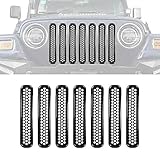 HDmirrorR 1997-2006 Wrangler TJ 7Pcs Matte Black Mesh Grill Inserts Grille Guard