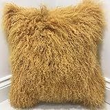 New Mustard Genuine Mongolian Wool Cushion Covers