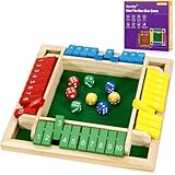 Havnidy Shut The Box Game 4 Player Wooden Table Games,Classic Dice Games,Travel Game,Wooden Math Traditional Pub Board Dice Game, Great Family Board Games Holiday Fun Game