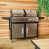 Charles Bentley Dual Fuel 2+1 Burner Gas Grill & Charcoal Grill BBQ With Thermometer, Fire Box, Control Panel, Charcoal Tray, Warming Rack, Garden, Outdoors, Large, Family, Al Fresco (147.5x110cm)