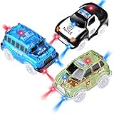 AniSqui Glow Tracks Cars Only, 3 Pack Light-up Flexible Cars with 5 LED Lights, Slot Car Track Toy, Best Gift Racetrack for Kids Toddlers