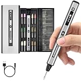 ARROWMAX Mini Electric Engraving Pen, HollowCup Motor, 42 Bits with Aluminum Case, OLED, Magnetic Charge, Mini Rotary Tool, Cordless Engraving Pen for Jwelry, Metal, Wood, Glass and Plastic (SGS)