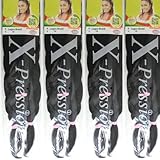 X-Pression 1B 4 PACK XPRESSION LAGOS BRAID Pre-Pulled Hair Extension, Braiding Hair, 42″ & 46″ Pack, (Colour 1B, Natural Black), 4.0 count