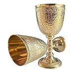 EXNOT Brass Vintage Chalice Goblet | 1x Royal Wine Cups of King Arthur - Renaissance Medieval Gifts for Communion, Christmas Pack of 1pc (Roman Chalice)