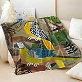 JANZBZSU Tropical Rainforest Birds Print Flannel Blanket for Kids' Room, Sofa Decor, and Travel Use, Soft and Cozy Parrot-Themed Throw Blanket (03,200 x 150 cm)