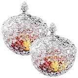 Candy Sweet Jar with Lid Lead Free Decorative Bowl for Candy Buffet Sugar Bowl Cookie Jars Apothecary Glass Bonbon Sweet Jars, Easter Chirtmas Xmas Party Candy Bowl (2 x sugar jars)