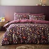 Catherine Lansfield Enchanted Twilight Reversible King Duvet Cover Set with Pillowcases Plum