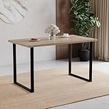 Vida Designs 4 Seater Dining Table With Black Metal U Shape Legs, Modern Kitchen Dining Room Furniture Unit, (Oak)