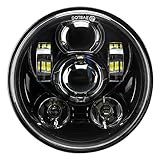 ToKnoMe 5-3/4 5.75 inch LED Headlight Compatible with Harley Davidson Dyna Sportster Iron 883 1200 Low Rider XLH883 Super Glide Softail Custom XLH1200 Forty-Eight SuperLow Street 500 750(Black)