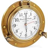 Nagina International Antique Brass Ship Porthole Clock 9"