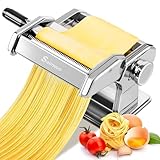 Sailnovo Pasta Machine Pasta Maker, 180 Aluminum Alloy Manual Pasta Roller with 9 Adjustable Thickness Settings and 2 Cutter, Perfect for Spaghetti, Fettuccini, Lasagna, or Dumpling Skins, Gift