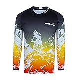 Kids Cycling Jersey Dirt Bike Youth Mountain Bike Childrens Biking Clothes Boys Motocross Long Sleeve Shirts Downhill Top Girls Bicycle Riding Biker Racing Clothing Yellow Black XS
