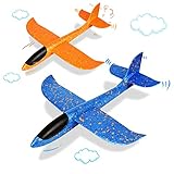 VCOSTORE Foam Glider Planes for Kids, 2 Pcs Large Airplane Toys 17.3'' Polystyrene Aeroplane Toys Flying Gliders, Manual,EEP, Sturdy, Suitable for Family Outdoor Sports Parent-Kid Activities