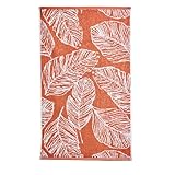 Fusion Terracotta Leaf Hand Towel, 50 x 90cm, 100% Cotton, Super Soft, Tropical Palm Print, Matteo Collection