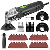 GALAX PRO Oscillating Tool, 400W Multifunction Tool,6 Variable Speed - Oscillating Vibration Angle 4 Degrees,Quick Change System with 30 PCS Accessories for Cutting, Sanding and Grinding
