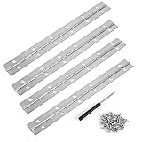 Piano Hinge 12 Inch, 4Pcs Continuous Stainless Steel Hinge with 48 Screws, Silver Heavy Duty Polished Piano Hinges with Holes Piano Hinges for Pianos Cabinet Doors Large Windows Boats