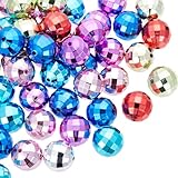 SUNNYCLUE 50Pcs Acrylic Disco Beads Mirror Ball Bead Bulk Colorful Faceted Round Balls Reflective Mirrorball Small Loose Spacer Beads for Jewellery Making Bracelets Necklaces DIY Crafts Accessories