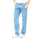 Mens Original 100% Cotton Jeans Plain Straight Leg Heavy Duty Denim Wash Boys Jean Classic Designer Stretch Fit Casual Work Wear Zip Fly Belt Loop Pants Pocket Trosuers Sizes 30-50(Light Blue, 46/31)