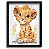 Cartoon Nursery Lion Cub Wall Art Print Animal Artwork Lion Cub Nursery Print Poster A5 - Wall Art Home Decor Movie Poster Canvas Film Cinema Retro Vintage Cult Classic Nostargic Saga Modern reprint
