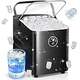FOHERE Ice Maker Machine Countertop, 14KG in 24H, Ice Ready in 5 Mins, 2 Bullet Ice Sizes, Portable Ice Cube Maker with Handle, Ice Machine with Self-Cleaning, Ice Scoop&Basket, Home/Kitchen/Office/RV