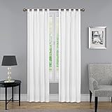 Pairs to Go Modern Decorative Window Curtains with Loops for Bedroom or Living Room (2 Panels), Cotton, White, 30 in x 84 in