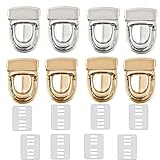 Tuck Lock Clasp Catch Purse Thumb Lock,8 Pcs Bag Clasp Catch Metal Tuck Lock Buckle Bag Clasp Turn Lock Handbag Closures Clasp Purse Thumb Press Lock for DIY Craft Wallets Bag Leather Handbags Making