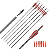 ELONG OUTDOOR Carbon Arrow Hunting Target Practice Arrows 30 Inch with Removable Tips for Compound & Recurve Bow Spine 500 (Pack of 6)