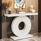 Tribesigns console table with a round, flower-shaped base, narrow wooden side table for the living room, hallway, bedroom, country house style, 100 x 30 x 79 cm, white