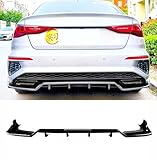 Auto Perfectionists UK Rear Diffuser Valance Bumper Lip Compatible With Audi S3 A3 S Line 8Y Saloon 2020-2024 ABS Gloss Black