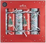 Hallmark Luxury Christmas Crackers, 2 Tree and Foliage Designs, Pack of 6 in 2 Designs, Festive Red, White & Green
