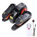 Under Desk Elliptical Trainer Pedal Exerciser Elliptical Machine, LCD Monitor Elliptical Stepper with Remote Control, 5 Speed Adjustable, Black