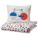 IKEA SPORTSLIG Duvet Cover and Pillowcase, 150x200/50x60 cm, Bicycle Pattern