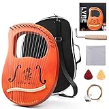 Lyre Harp,16 String Mahogany Lyre Instrument with Tuning Wrench,Replace String Set,Manual Book (16 string-Begonia)