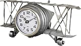 Venture Vehicles Ltd Vintage Style Bi-Plane Desk Clock | Flying Pilot Aviator Theme