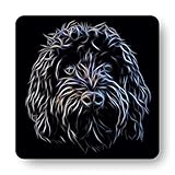 Fractal Artworks Cockapoo Coaster with Stunning Fractal Art Design. Black Cockapoo #1-1
