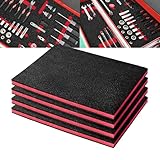 Precision Defined Tool Box Foam - Protective Inserts for Cases, Polyethylene Tool Foam for Cases, Cushion Insert for Toolboxes - Black/Red (40.6 x 30.4 x 2.54 cm, 4 pack)
