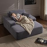 VEVOR Chaise Lounge Chair, 1240 mm Boneless Chaise Lounge Indoor, Modern Upholstered Oversized Reading Chair with Pillows & Armrests, Sofa Couch Deep Seat Sleeper for Living Room, Bedroom, Balcony