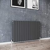 ELEGANT 600x988mm Radiators Flat Panel Horizontal Anthracite Double Radiator Modern Central Heating, Wall Mounted/Up Standing Urban Slimline Column Radiator for Bathroom/Kitchen/Living Room