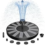 AISITIN Solar Water Fountain, Upgrade Circular Bird Bath Water Pump with 6 Nozzles Floating Water Feature Fountain Pump for Outdoor Small Pond, Patio Garden and Fish Tank