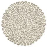 ALPHA Living HOME Handmade Beaded Placemats - 13 Inch Round Dining Table Mats - Elegant Glass Beads with Cotton Backing - Decorative Tableware for Weddings, Holidays, and Home Décor - Silver