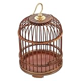 KONTONTY Retro Wood Birdcage Hanging Cage for Small Pets Metal and Wood Construction Large Capacity Decorative Cage for Hamsters Crickets Parrots Safety Lock Outdoor Use