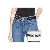 Ladies Elastic Belt Invisible No Buckle Belt for Women Men Black Adjustable Stretch Waist Belt Jeans Belt No.1 Black Suit Waist 22-34 inches