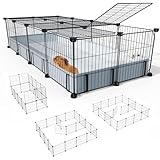BUCATSTATE 20 Panels Guinea Pig Cages, Rabbit Cage Indoor with Waterproof Mat, 140L x 60W x 30H Small Animal Cage with Door for Guinea Pigs, Bunny, Hedgehogs, Chinchillas