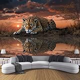 DACRWEKZ Photo Wallpaper Wildlife 250 x 175 cm - Silk Cloth Jaguar Decoration Poster Picture - Orange Color