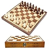 Syrace Folding Hand Crafted Wooden Chess Set Unique Chess Board with Foldable Secure Storage & Exquisite patterns, Travel Chess Sets, Gift For Kids, Adults, Boys, Girls